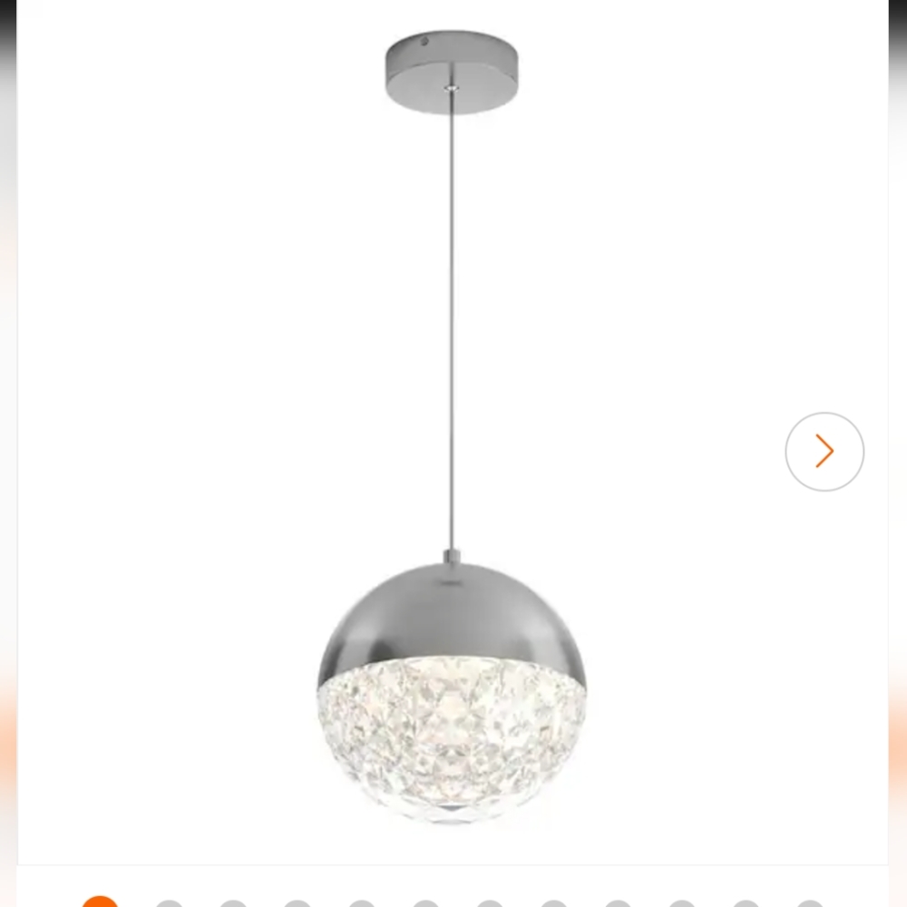 NIB Modern Silver and Crystal Pendant Light